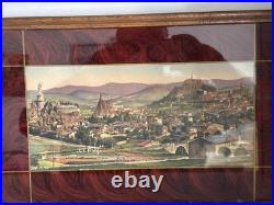 Beau plateau Art déco. Peinture sous Verre. Vue panoramique du PUY