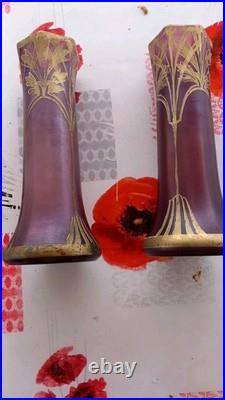 Belle Paire De Vase violine 1900 Pâte de verre art déco/art nouveau Legras