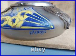 Belle coupe pâte de verre émaillée motif métal argente art déco signée d' argyl