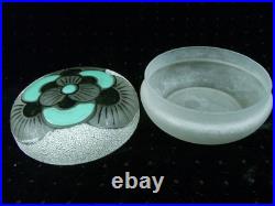 Boite Bonbonniere Verre Depoli Polychrome Fleurs Emaille Art Deco