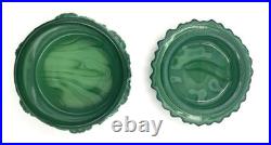 Boîte Verre Malachite Curt Schlevogt Chrysanthème Art Deco Ø9,5cm Parfait État