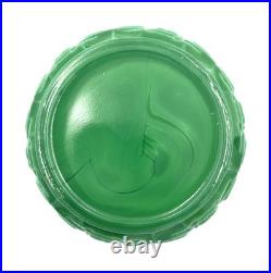 Boîte Verre Malachite Curt Schlevogt Chrysanthème Art Deco Ø9,5cm Parfait État