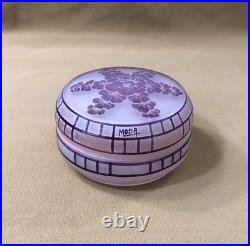 Boite ronde / bonbonnière ART DECO verre dégagé à l'acide signé MODA pour DAUM
