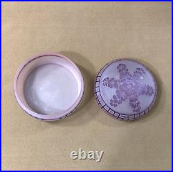 Boite ronde / bonbonnière ART DECO verre dégagé à l'acide signé MODA pour DAUM