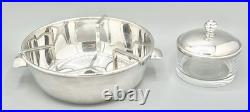 Bol à caviar Art déco en métal argenté et verre épais