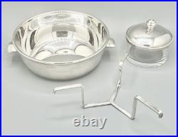 Bol à caviar Art déco en métal argenté et verre épais