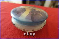 Bonbonnière verre ancienne verre opalescent peint art deco art nouveau