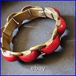 Bracelet Art Deco Allemagne Laiton Verre Rouge L18cm Dlg Jakob Bengel