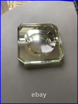 CENDRIER ART DECO EN VERRE DE SAINT GOBAIN TRANSPARENT JEAN LUCE vintage