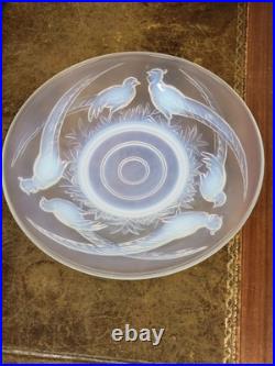 COUPE VERRE MOULE OPALESCENT ART DÉCO FAISANS Verlux France Dlg Sabino Etling