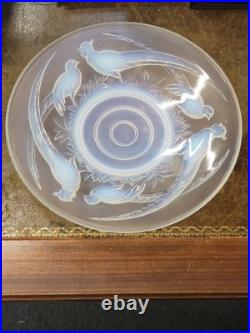 COUPE VERRE MOULE OPALESCENT ART DÉCO FAISANS Verlux France Dlg Sabino Etling