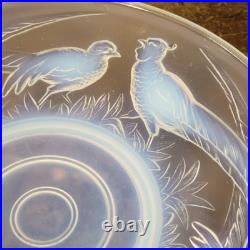 COUPE VERRE MOULE OPALESCENT ART DÉCO FAISANS Verlux France Dlg Sabino Etling