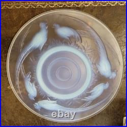 COUPE VERRE MOULE OPALESCENT ART DÉCO FAISANS Verlux France Dlg Sabino Etling