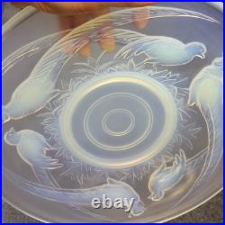 COUPE VERRE MOULE OPALESCENT ART DÉCO FAISANS Verlux France Dlg Sabino Etling