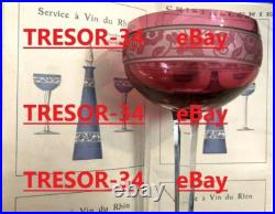 CRISTAL DE NANCY verre à vin du Rhin ART DECO doublé rouge HOUILLON cristallerie