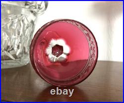 CRISTAL DE NANCY verre à vin du Rhin ART DECO doublé rouge HOUILLON cristallerie