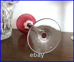 CRISTAL DE NANCY verre à vin du Rhin ART DECO doublé rouge HOUILLON cristallerie