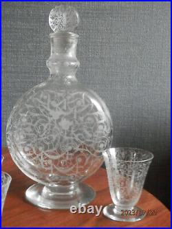 Carafe Baccarat et 3 verres Michelangelo Michel-Ange ART DECO