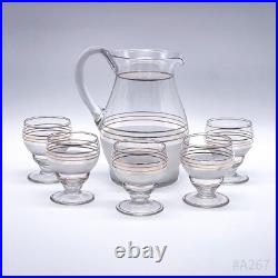 Carafe En Verre Art Déco Avec 5 Verres Fait Main 18Cm