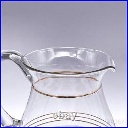 Carafe En Verre Art Déco Avec 5 Verres Fait Main 18Cm
