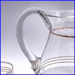 Carafe En Verre Art Déco Avec 5 Verres Fait Main 18Cm