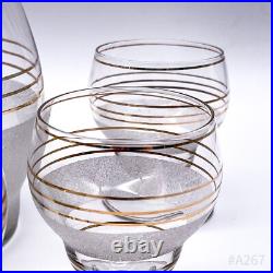 Carafe En Verre Art Déco Avec 5 Verres Fait Main 18Cm