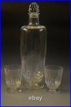 Carafe En Verre Art Deco Rene Lalique Blois Avec Deux Verres Vers 1930