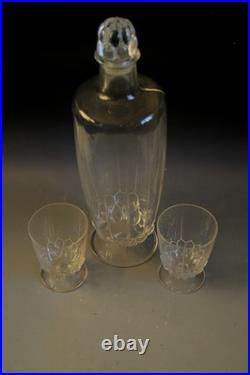 Carafe En Verre Art Deco Rene Lalique Blois Avec Deux Verres Vers 1930