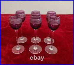 Carafe Et Six Verres De Style Art Déco. Cristal Taillé. Nancy, France. Xxe