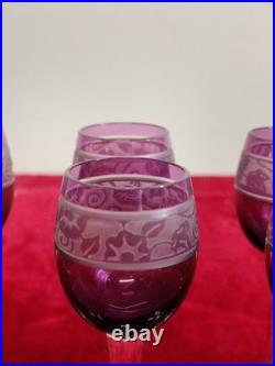 Carafe Et Six Verres De Style Art Déco. Cristal Taillé. Nancy, France. Xxe