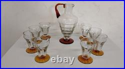 Carafe/ Pichet Et 8 Verres Art Déco 1930
