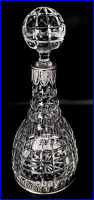 Carafe bouteille pichet jarre cristal art déco monture argent massif TOPAZIO