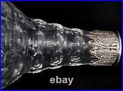 Carafe bouteille pichet jarre cristal art déco monture argent massif TOPAZIO