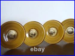 Carafe et 4 verres à vin en cristal DAUM Nancy ART DECO pieds dorés, RARE