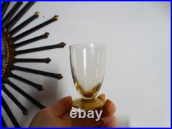 Carafe et 4 verres à vin en cristal DAUM Nancy ART DECO pieds dorés, RARE