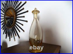 Carafe et 4 verres à vin en cristal DAUM Nancy ART DECO pieds dorés, RARE