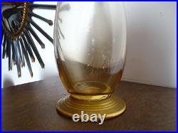 Carafe et 4 verres à vin en cristal DAUM Nancy ART DECO pieds dorés, RARE