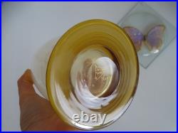 Carafe et 4 verres à vin en cristal DAUM Nancy ART DECO pieds dorés, RARE