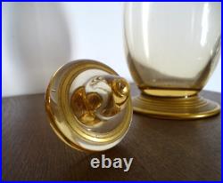 Carafe et 4 verres à vin en cristal DAUM Nancy ART DECO pieds dorés, RARE