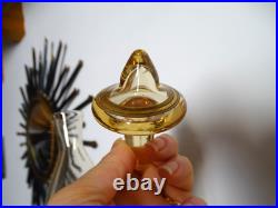 Carafe et 4 verres à vin en cristal DAUM Nancy ART DECO pieds dorés, RARE