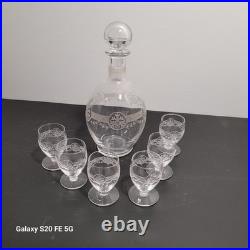 Carafe et 6 Verres St Louis Modèle Ligier Art Deco Ancien Service A Liqueur