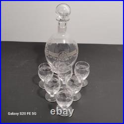 Carafe et 6 Verres St Louis Modèle Ligier Art Deco Ancien Service A Liqueur