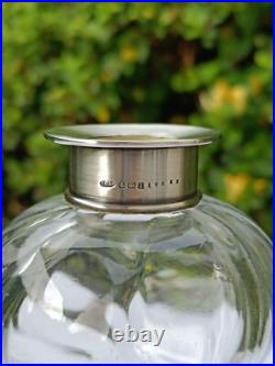 Carafe vase verre torsadé art déco argent massif sterling 20 cm glass rare