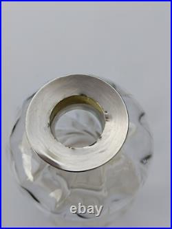 Carafe vase verre torsadé art déco argent massif sterling 20 cm glass rare