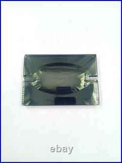 Cendrier Art Déco Moderniste Saint Gobain Jean luce Verre Vert Fumé Irisé France