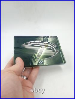 Cendrier Art Déco Moderniste Saint Gobain Jean luce Verre Vert Fumé Irisé France