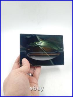 Cendrier Art Déco Moderniste Saint Gobain Jean luce Verre Vert Fumé Irisé France