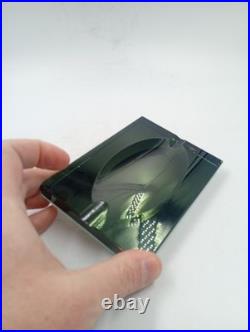 Cendrier Art Déco Moderniste Saint Gobain Jean luce Verre Vert Fumé Irisé France