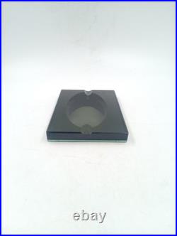 Cendrier Art Déco Moderniste Saint Gobain Jean luce Verre Vert Fumé Irisé France