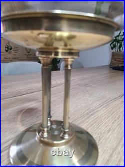 Centre de table Art Déco ancien Coupe en verre sur pied en laiton à 4 colonnes Centre de table Art Déco ancien Coupe en verre sur pied en laiton à 4 colonnes